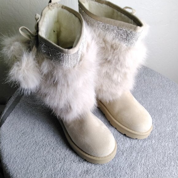 ✨ Carlkarida Faux Fur Lining Winter Boots Mid-Calf Platform Cream Color Size 8 - Picture 2 of 13